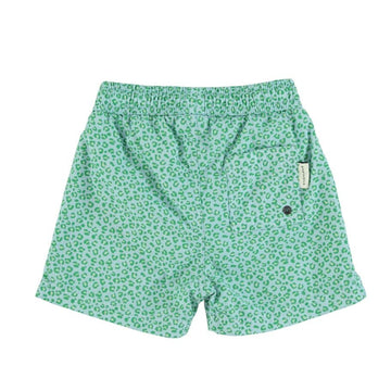 Zwemshort - blauwgroen met dierenprint